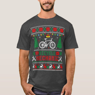 自転車おもしろい整備士醜いクリスマスセーター Tシャツ