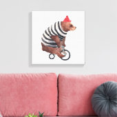 自転車おもしろい熊 キャンバスプリント (インサイチュ (リビング))