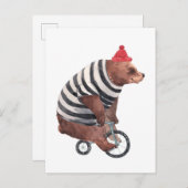 自転車おもしろい熊 ポストカード (正面/裏面)