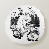 自転車おもしろい荷造り自転車で歩く ラウンドクッション (正面)