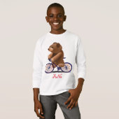 自転車およびテディー・ベアのプリント Tシャツ (正面フル)