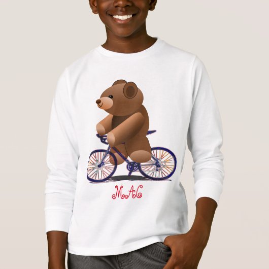 自転車およびテディー・ベアのプリント Tシャツ (正面)