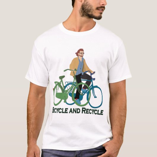 自転車およびリサイクル Tシャツ (正面)