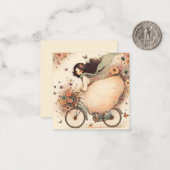 自転車お洒落に乗った少女 ノートカード (正面/裏面インサイチュ)
