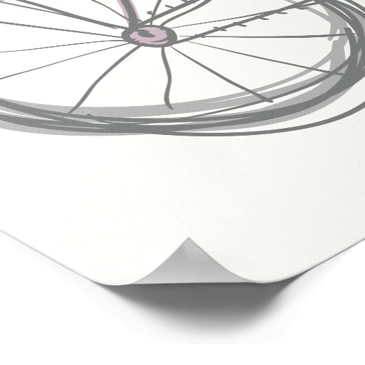 自転車お洒落イラストレーションラベンダーグレー名 ポスター (角)