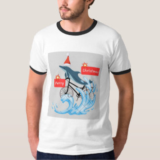 自転車お洒落用イルカのメリークリスマスティー» Tシャツ