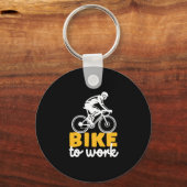 自転車から仕事へのサイクリング自転車乗り キーホルダー (正面)