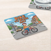 自転車から作業日コースターセット スクエアペーパーコースター (アングル)