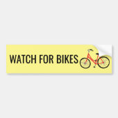 自転車かわいい赤の自転車サイクリストの安全のための時計 バンパーステッカー (正面)