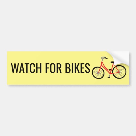 自転車かわいい赤の自転車サイクリストの安全のための時計 バンパーステッカー (正面)