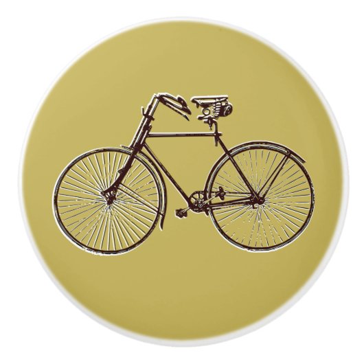 自転車かわいらしのノブ引き出し茶色の金ゴールド セラミックノブ (正面)