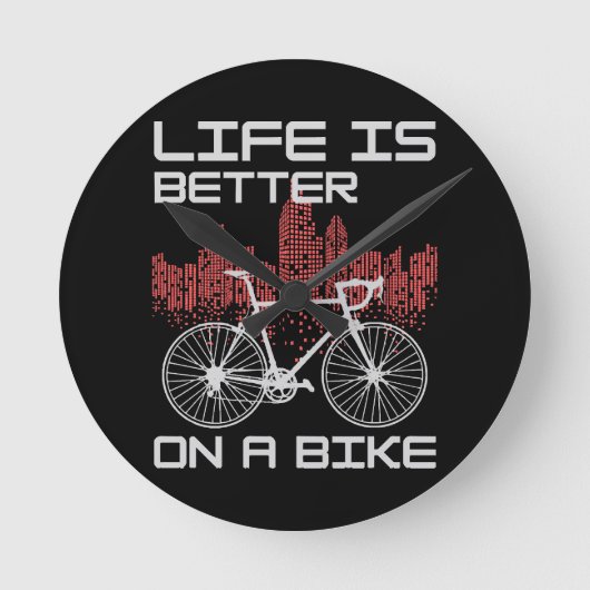 自転車があると人生はもっと楽しい ラウンド壁時計 (正面)
