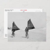 自転車がビーチに乗る ポストカード (正面/裏面)