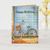 自転車が付いているバースデー・カード カード (黄色い花)