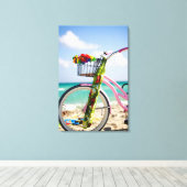 自転車でビーチ |フロリダ州マイアミ キャンバスプリント (インサイチュ (ウッドフロア))