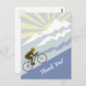 自転車で山道を駆けるサイクリストありがとう,  ポストカード (正面/裏面)