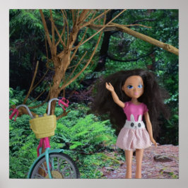 自転車で森に入る ポスター