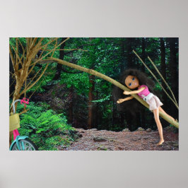 自転車で森に入る ポスター