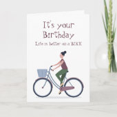 自転車で生活を楽しむ誕生日 カード (正面)