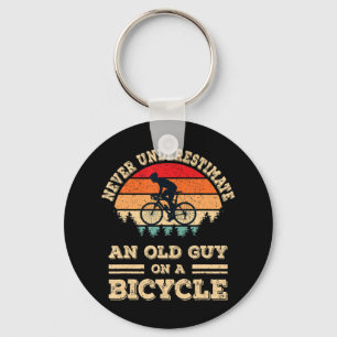 自転車で老人を甘く見てはいけないおもしろい キーホルダー