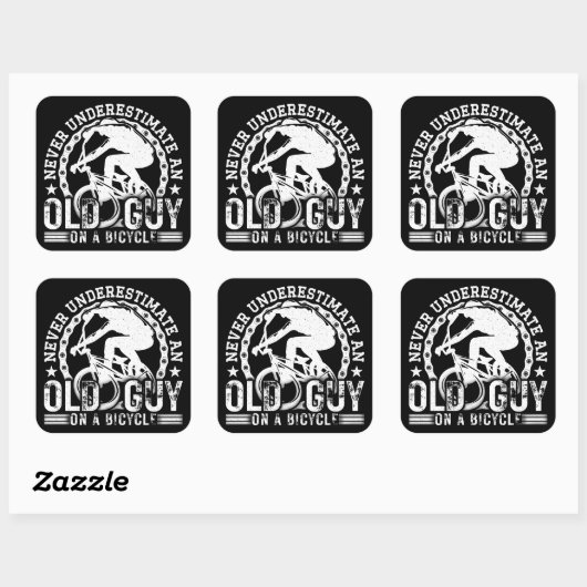 自転車で老人を甘く見てはいけないおもしろい スクエアシール (シート)