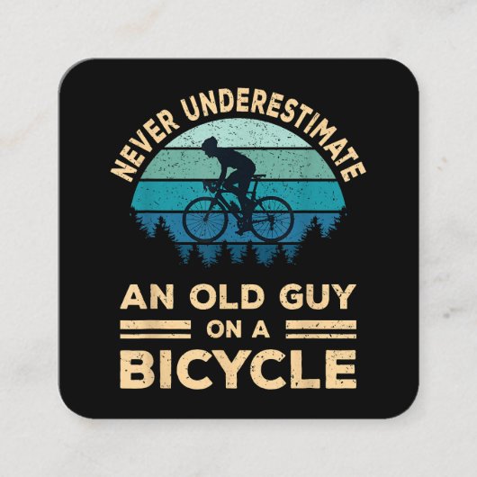 自転車で老人を甘く見てはいけないおもしろい スクエア名刺 (正面)