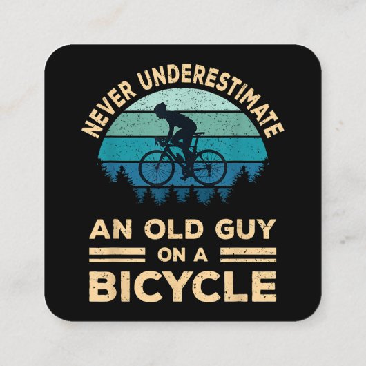 自転車で老人を甘く見てはいけないおもしろい スクエア名刺 (裏面)