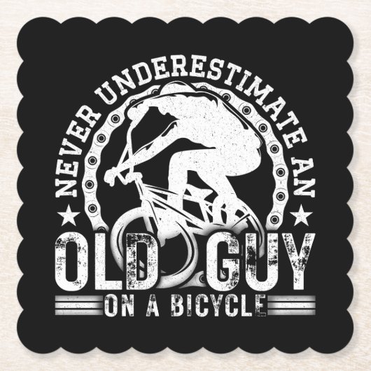 自転車で老人を甘く見てはいけないおもしろい ペーパーコースター (正面)