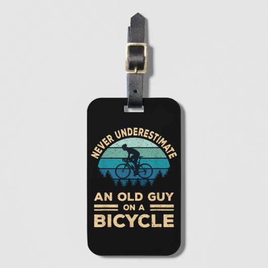 自転車で老人を甘く見てはいけないおもしろい ラゲッジタグ (正面縦)