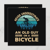 自転車で老人を甘く見てはいけないおもしろい 招待状 (正面/裏面)