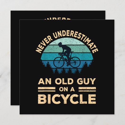 自転車で老人を甘く見てはいけないおもしろい 招待状 (正面/裏面)