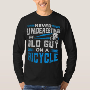 自転車で老人を甘く見てはいけない Tシャツ