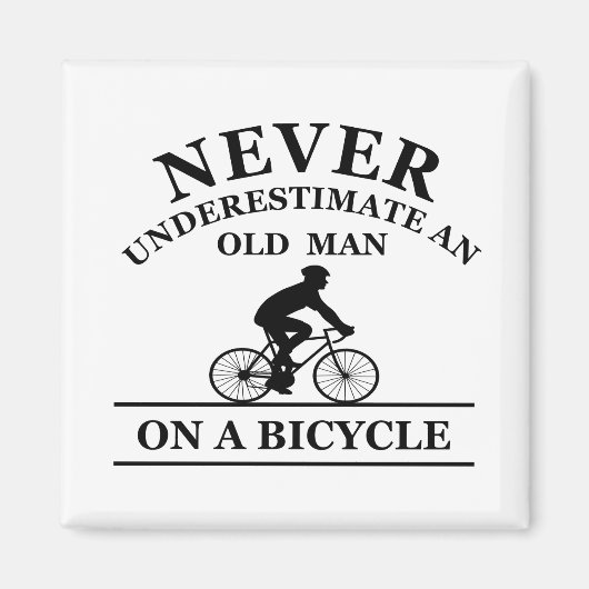 自転車で老人を軽く見る マグネット (正面)