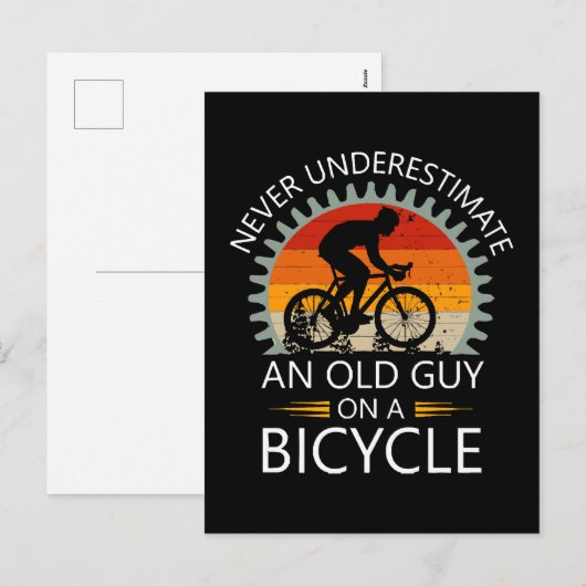 自転車で老人を過小評価してはいけない シーズンポストカード (正面/裏面)