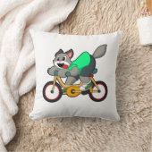 自転車で行く猫 クッション (ブランケット)