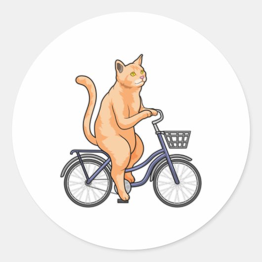自転車で行く猫 ラウンドシール (正面)