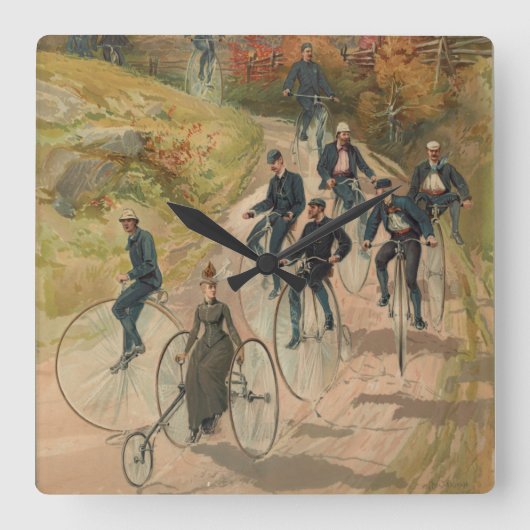 自転車で行く～角型時計 スクエア壁時計 (正面)