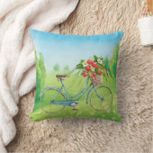 自転車とイチゴ装飾用クッション クッション (ブランケット)