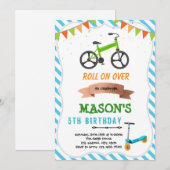 自転車とスクーターのパーティー招待状 招待状 (正面/裏面)