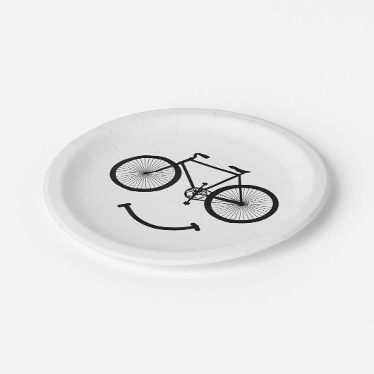 自転車とスマイルTシャツ自転車Tシャツ自転車TシャツBlac ペーパープレート (アングル)