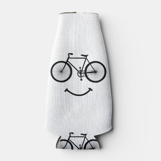 自転車とスマイルTシャツ自転車Tシャツ自転車TシャツBlac ボトルクーラー (正面)