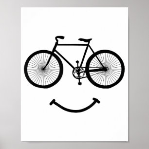 自転車とスマイルTシャツ自転車Tシャツ自転車TシャツBlac ポスター