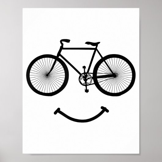 自転車とスマイルTシャツ自転車Tシャツ自転車TシャツBlac ポスター (正面)