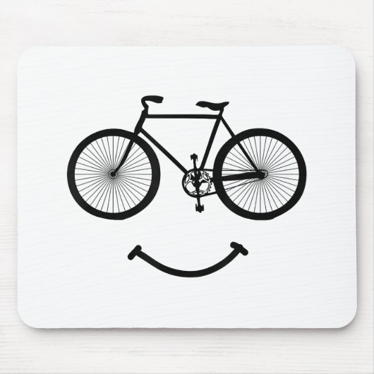 自転車とスマイルTシャツ自転車Tシャツ自転車TシャツBlac マウスパッド (正面)
