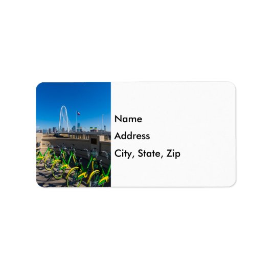 自転車とダラス住所 シール (正面)