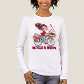 自転車とビール 可愛いコーヒー娘 レディース トライブレンドＴシャツ (正面)