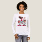 自転車とビール 可愛いコーヒー娘 レディース トライブレンドＴシャツ (正面全体)