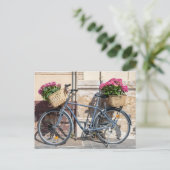 自転車とピンクの花かご ポストカード (スタンド正面)