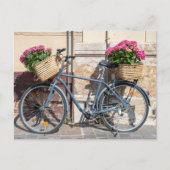 自転車とピンクの花かご ポストカード (正面)