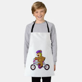 自転車とヘルメット付きクマ エプロン (着用した状態)